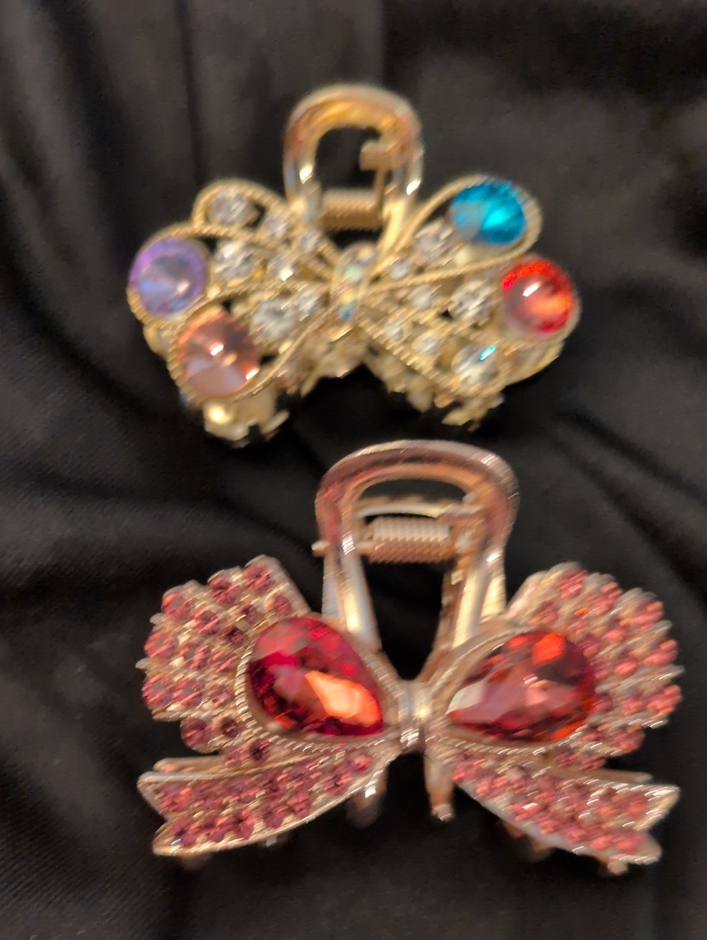 Crystal Butterfly Hair Claw Clip - Pink and Multicolor
